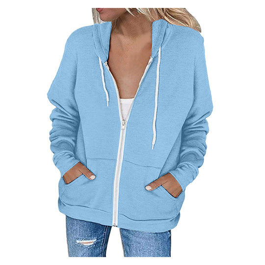 Damen lässige Kapuzenjacke mit durchgehendem Reißverschluss und praktischen Taschen R&B