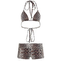 Damen Bikini-Set mit Leopardenmuster und verstellbarem Haltertop R&B