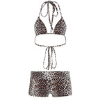 Damen Bikini-Set mit Leopardenmuster und verstellbarem Haltertop R&B