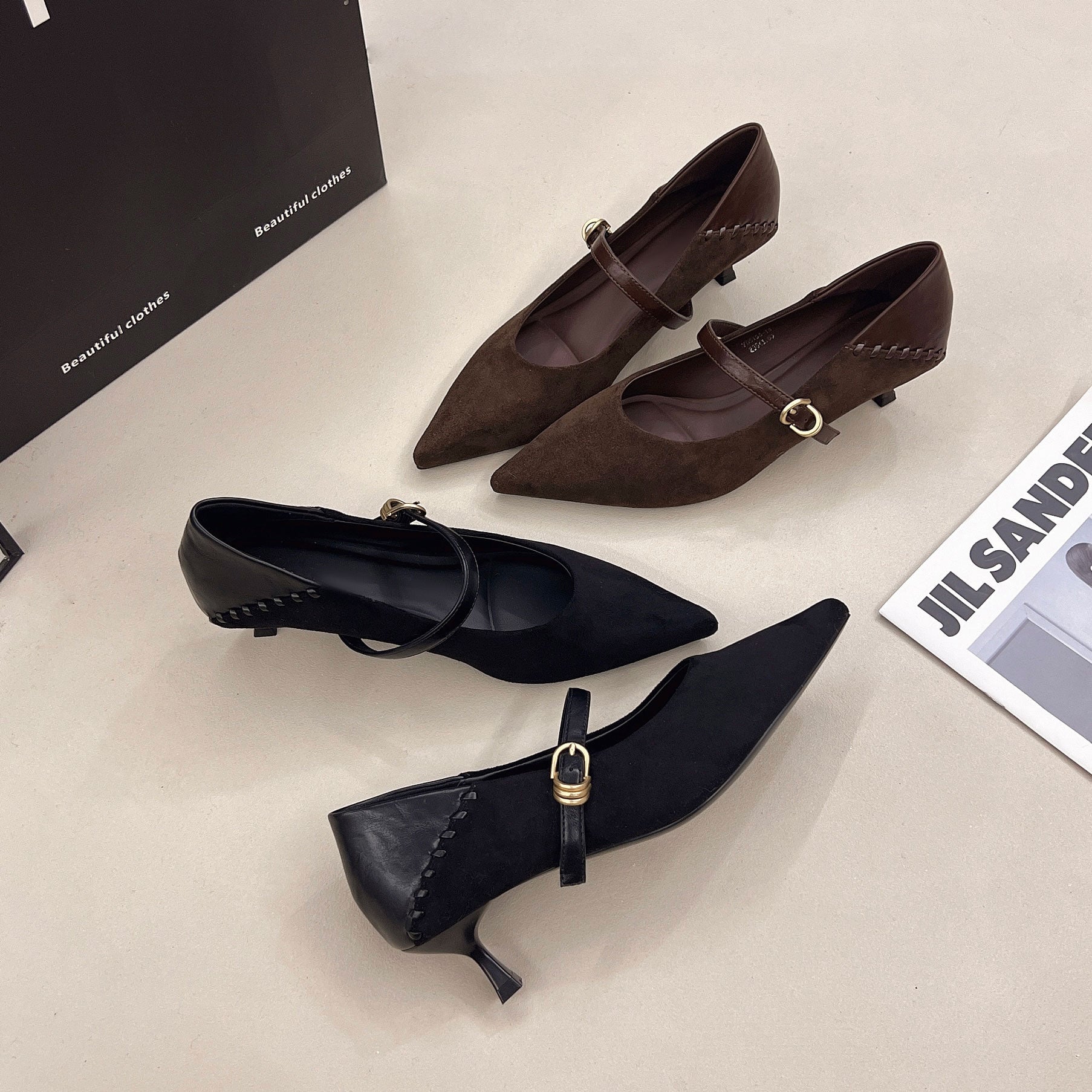 Damen elegante Mary Jane Pumps mit modischer Schnalle R&B