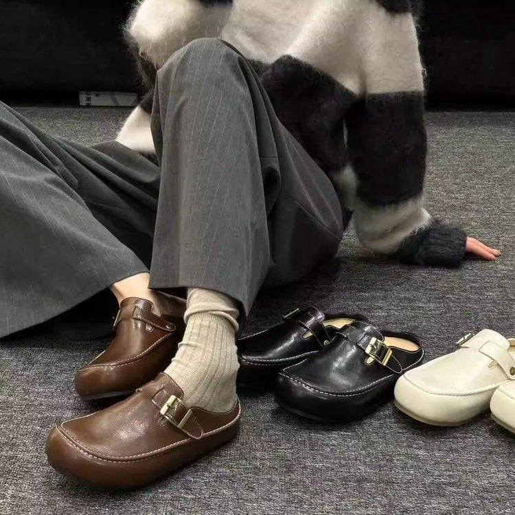 Damen elegante Mokassins mit modischem Riemen R&B