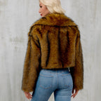 Damen Modische Kunstpelzjacke mit großem Revers R&B