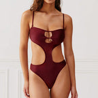 Damen Cut-Out Badeanzug mit modischem Schlüssel-Ausschnitt R&B