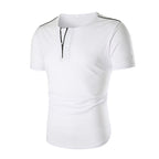 Herren Kurzarm T-Shirt mit halber Knopfleiste und kontrastierenden Nähten