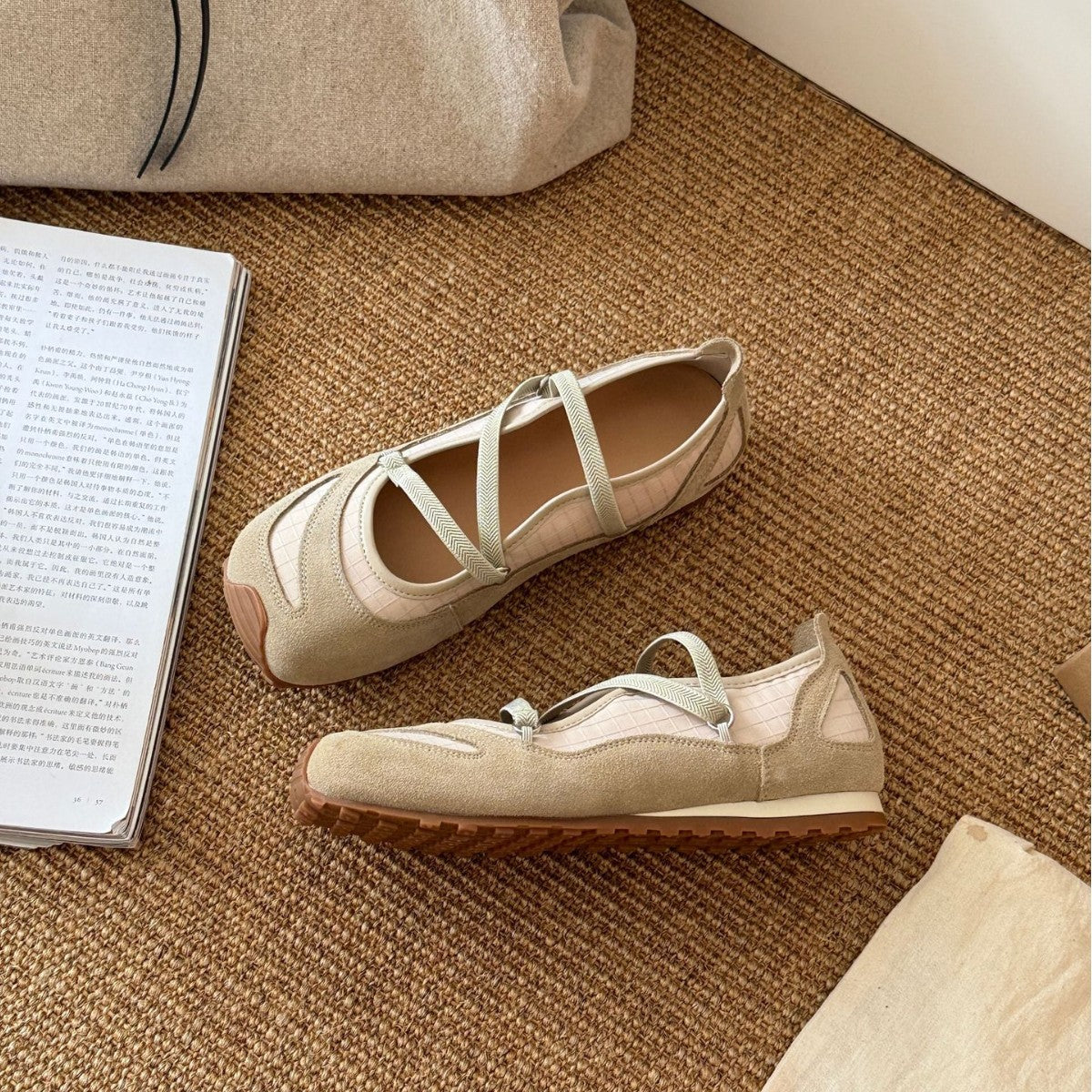 Damen Komfortable Ballerinas mit elastischem Riemchen und gepolsterter Innensohle