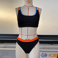 Damen Sportlicher Bikini-Look mit farbigen Akzent-Trägern R&B