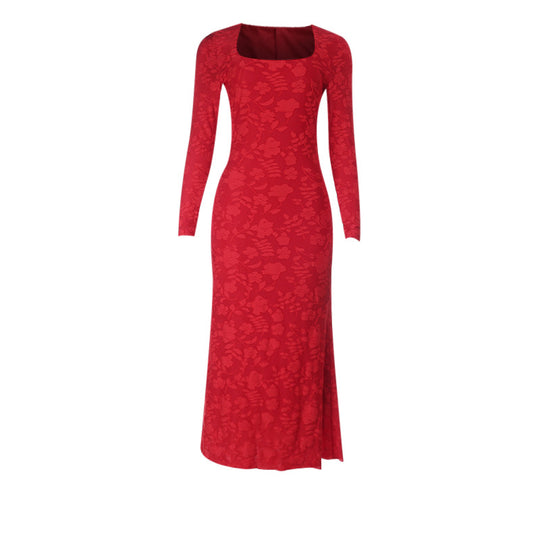 Damen elegantes Maxikleid mit modischem Blumenmuster und raffinierten Langarmdetails R&B