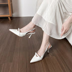Damen Slingback-Pumps mit elegantem Schleifenakzent und spitz zulaufendem Design