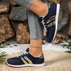Damen Sportliche Sneaker mit atmungsaktiven Mesh-Einsätzen und modischem Metallic-Detail R&B