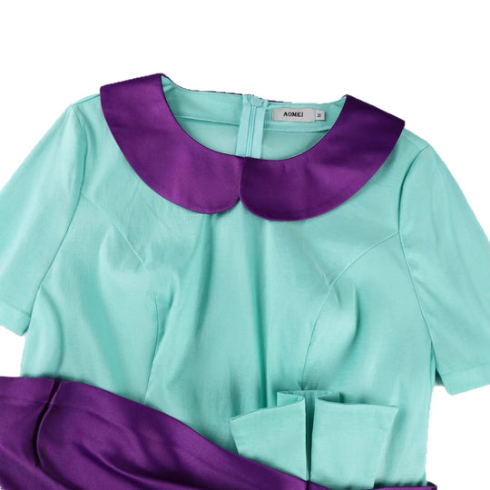 Damen elegantes Kleid mit modischem Kragen und asymmetrischem Taillendetail R&B