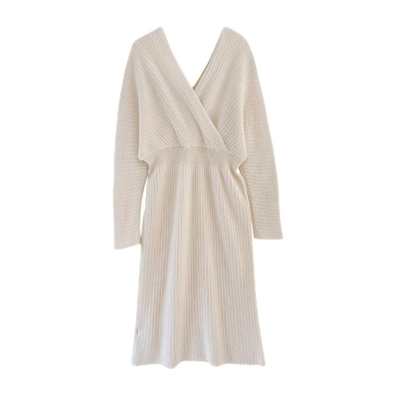 Damen Wickelkleid aus feiner Rippstruktur mit V-Ausschnitt R&B