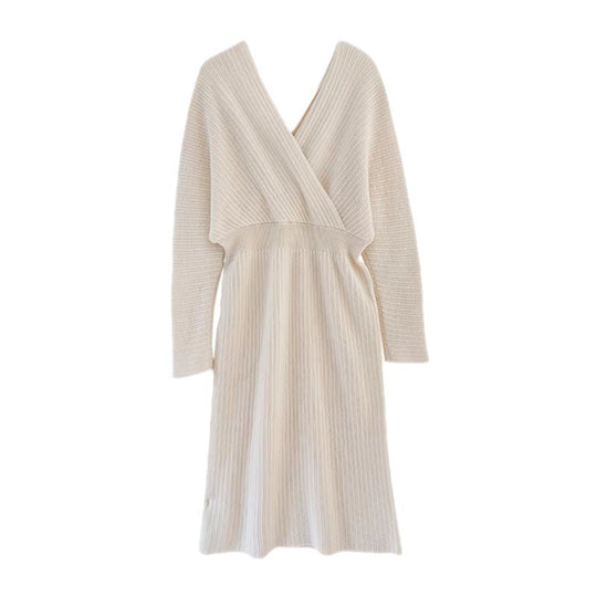 Damen Wickelkleid aus feiner Rippstruktur mit V-Ausschnitt R&B
