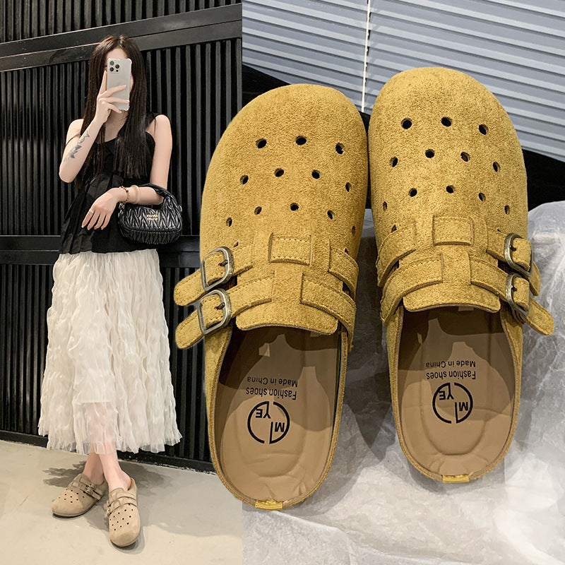 Damen bequeme Clogs mit doppeltem Schnallenverschluss R&B