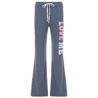 Damen Flared Jogginghose mit farblich abgesetztem Bund und modischem Schriftzug R&B