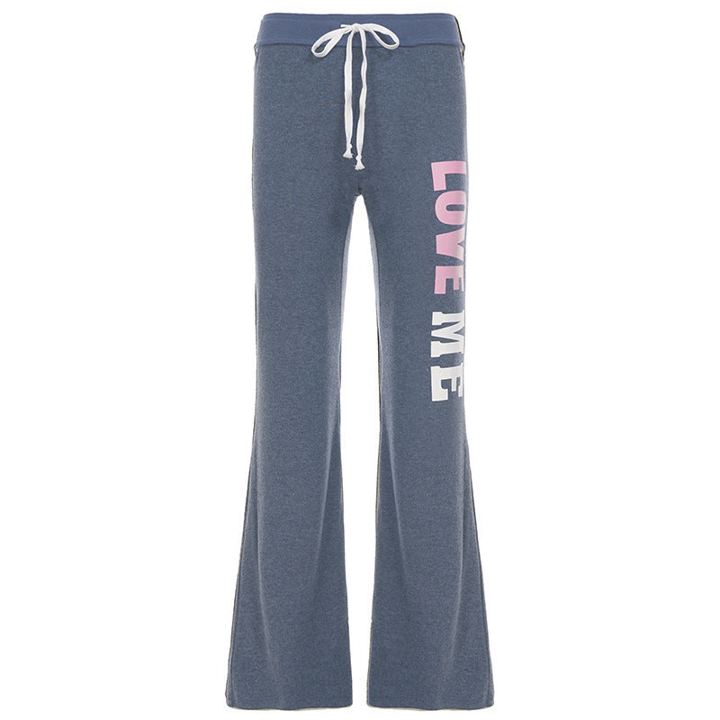 Damen Flared Jogginghose mit farblich abgesetztem Bund und modischem Schriftzug R&B