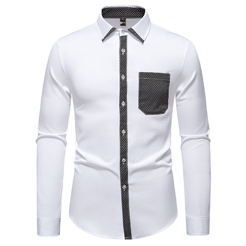 Herren Langarmhemd mit kontrastierendem Kragen und modischer Brusttasche R&B