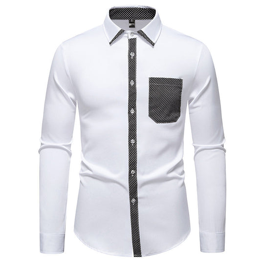 Herren Langarmhemd mit kontrastierendem Kragen und modischer Brusttasche R&B