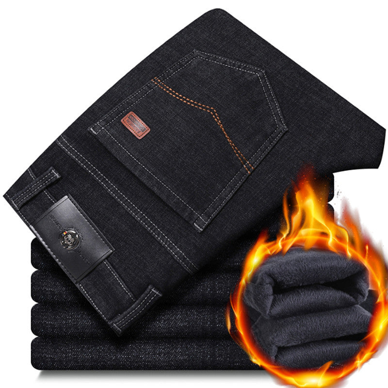 Herren warme gefütterte Jeanshose mit klassischem Schnitt R&B
