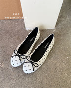Damen Ballerinas mit modischem Punkte-Design und dekorativem Schleifenakzent R&B