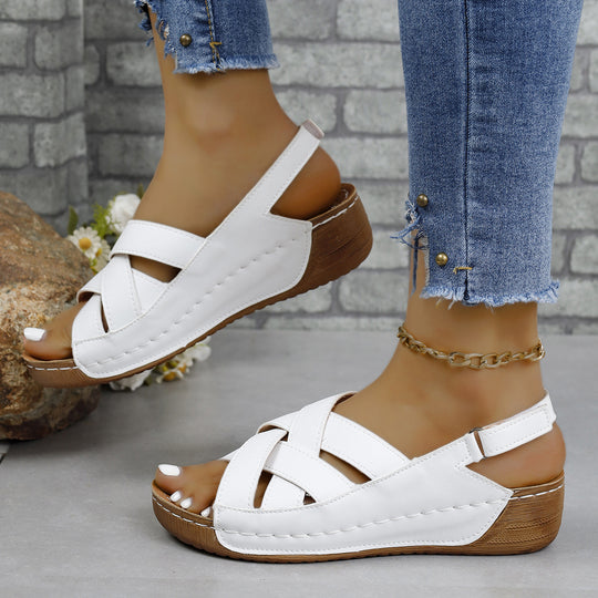 Damen Komfortable Keilabsatz-Sandalen mit geflochtenem Riemendesign R&B