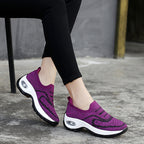 Damen bequeme Slip-On Sneakers mit elastischem Mesh-Obermaterial und luftgepolsterter Sohle R&B