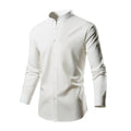 Herren elegantes Langarmhemd mit stehendem Kragen und modernen Knopfdetails R&B