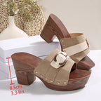 Damen Plattform-Sandaletten mit dekorativem Metallic-Detail und komfortablem Blockabsatz R&B