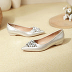 Damen elegante Ballerinas mit funkelndem Schmuckelement