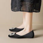 Damen elegante Ballerinas mit luxuriöser Schnallenapplikation