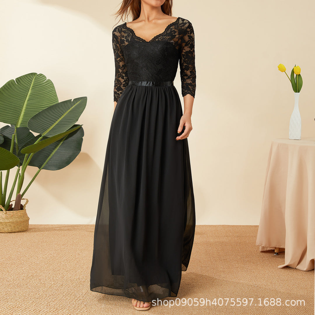 Damen elegantes Spitzenkleid R&B