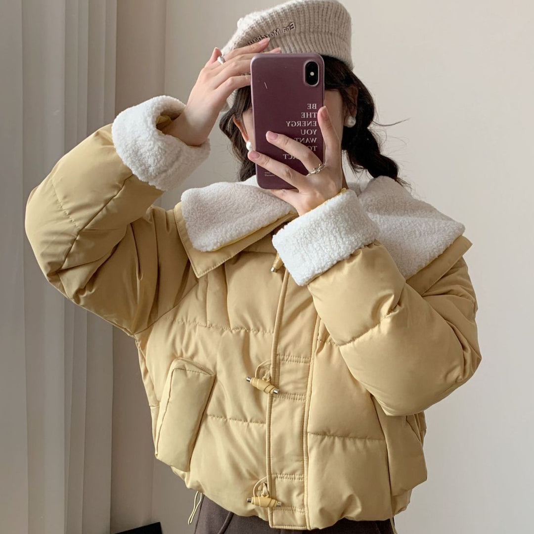 Damen Kuschelige Daunenjacke mit abnehmbarem Teddykragen R&B