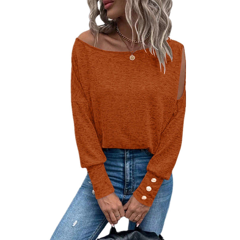 Damen Off-Shoulder Oberteil mit Knopfdetails R&B