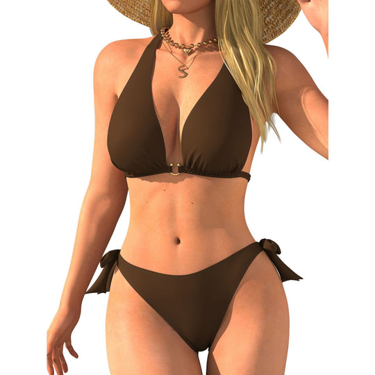 Damen Triangel-Bikini mit Rückenband und sinnlichem V-Ausschnitt R&B