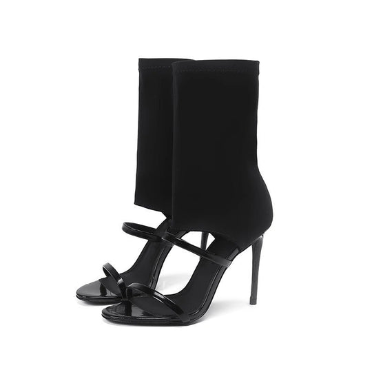Damen elegante Ankle Boots mit stretchigem Obermaterial und stilvollem hohen Absatz R&B