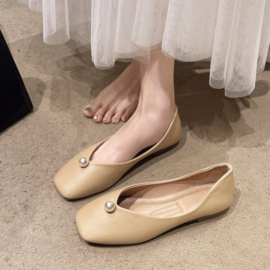 Damen elegante Ballerinas mit perlmuttfarbenem Akzent R&B