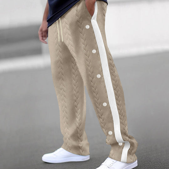 Herren nan gesteppte Freizeithose mit durchgehender Druckknopfleiste und Kontraststreifen R&B