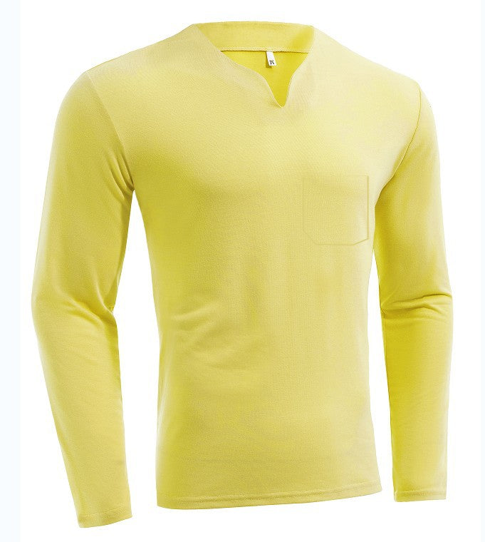 Herren nan Langarmshirt mit V-Ausschnitt Slim Fit Baumwollmix und elastischem Komfortbund R&B