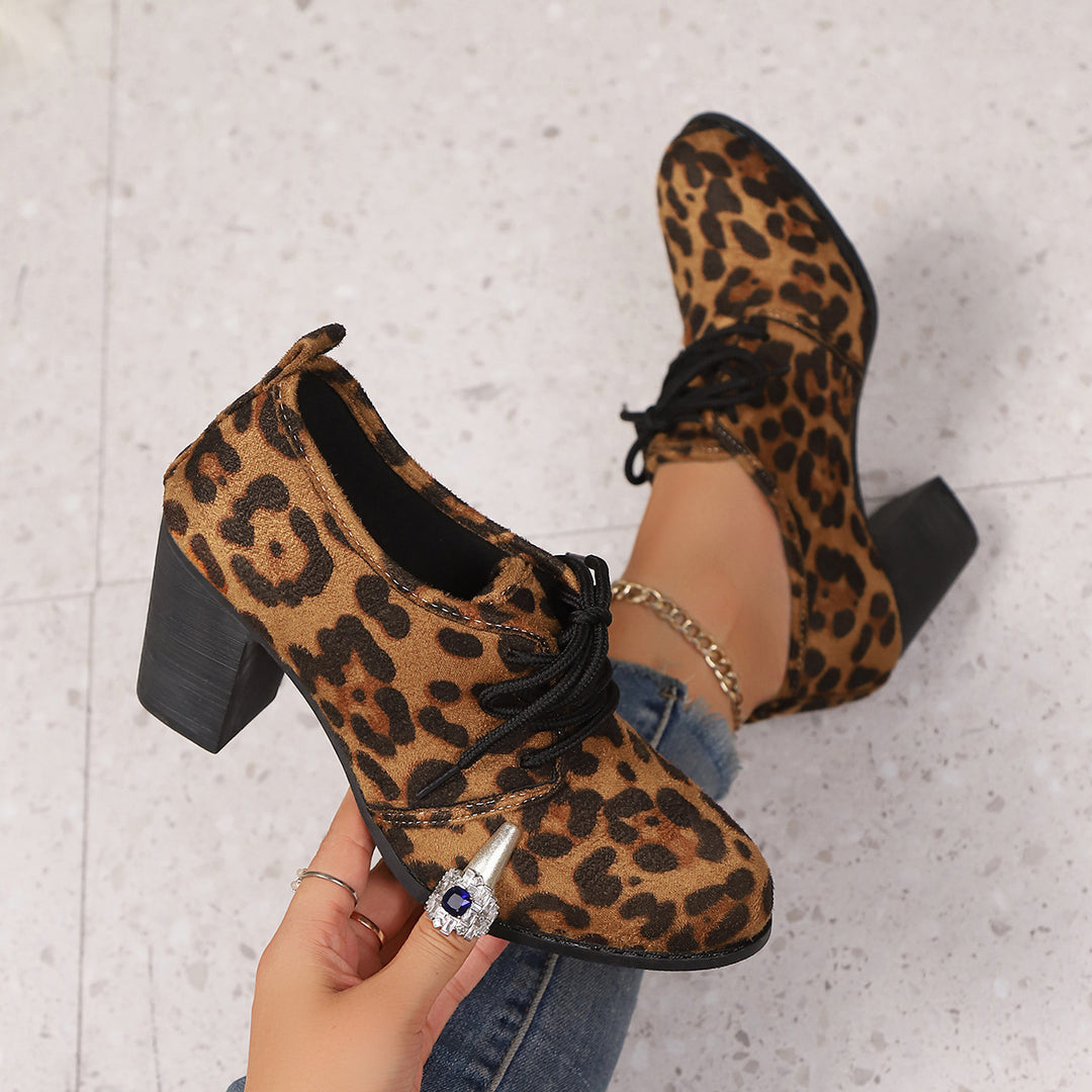 Damen elegante Plateau-Schnürschuhe mit modischem Blockabsatz und komfortablem Fußbett R&B