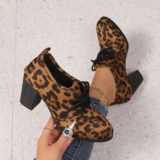 Damen elegante Plateau-Schnürschuhe mit modischem Blockabsatz und komfortablem Fußbett R&B