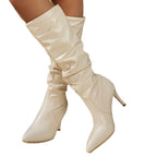 Damen High-Heel Stiefel mit elegantem, gerafftem Design R&B