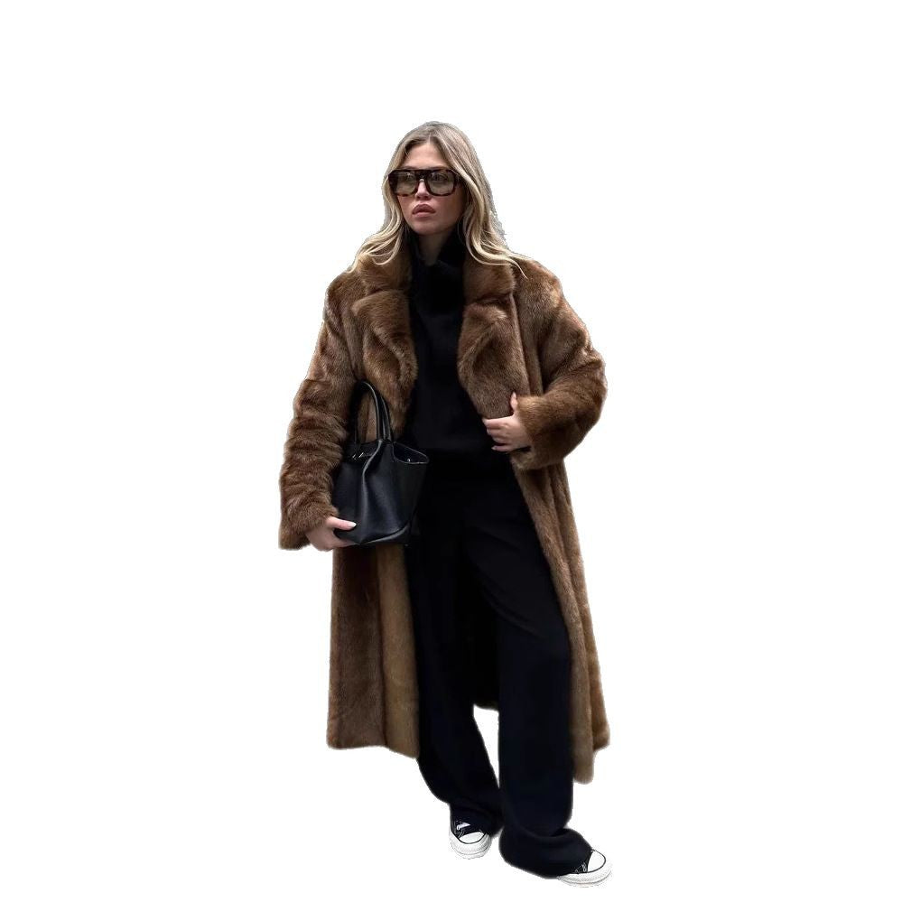 Damen Luxuriöse Kunstfelljacke mit elegantem Revers R&B
