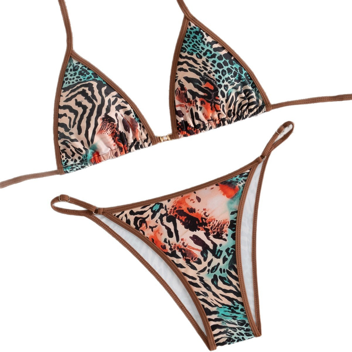 Damen Triangel-Bikini mit animalischem Druck R&B