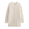 Damen Strickjacke mit Kabelmuster und Knopfverschluss