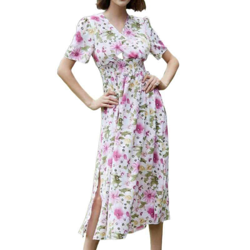 Damen Maxikleid mit fließendem Schnitt und floralem Design R&B