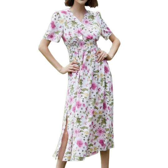 Damen Maxikleid mit fließendem Schnitt und floralem Design R&B