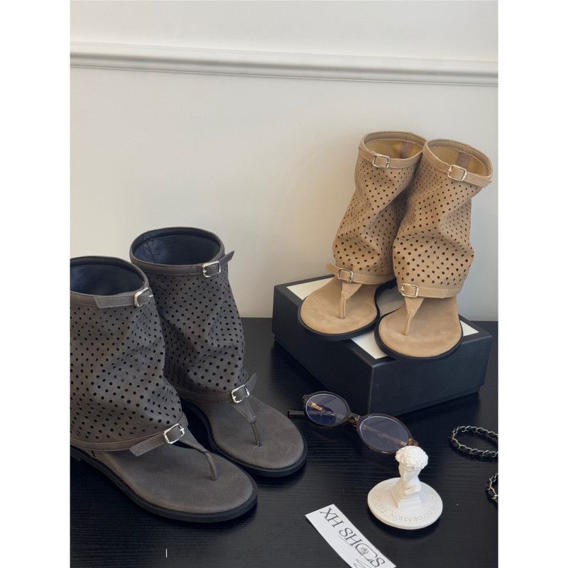 Damen modische Stiefeletten mit perforiertem Design R&B