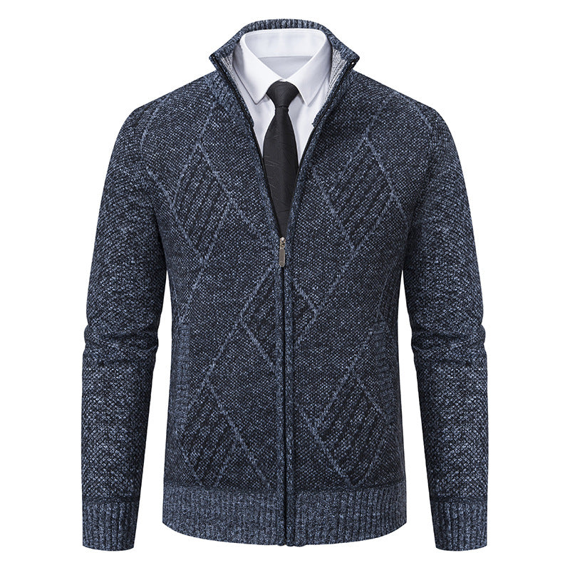Herren modische Strickjacke mit hochabschließendem Kragen und stilvollem Zipper
