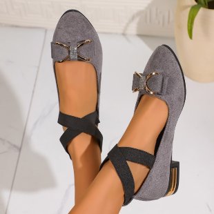 Damen Ballerinas mit modischem Umschlag und glamouröser Schleifenverzierung R&B