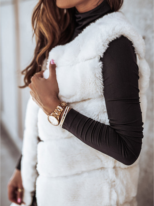 Damen Fleece-Weste mit trendigem Kragen und weichem Innenfutter R&B