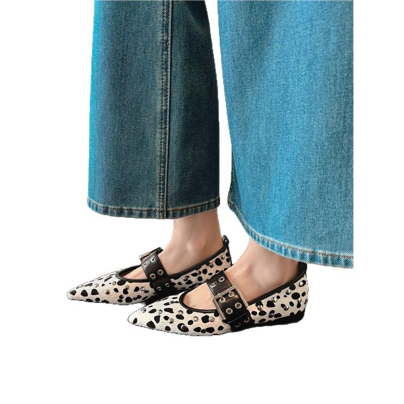 Damen elegante spitze Riemchenballerinas mit Nieten R&B